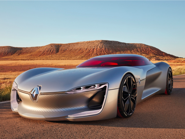 22. Renault showed of its Trezor concept car at the Paris Motor Show. It can accelerate to 62 mph in less than 4 seconds. Its electric motor has maximum power of 350 hp.