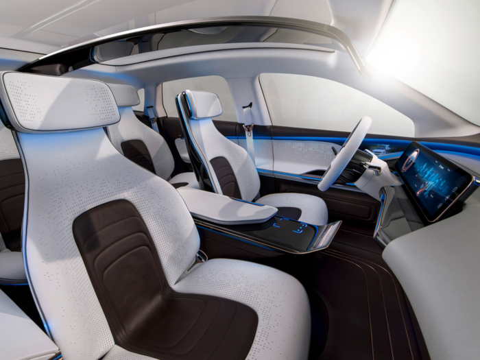 The interior comes with a massive, 24-inch display that shows speed, range, driving data, and navigation information.