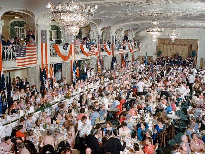 Washington D.C., 1951: Like a grand patriotic confection, the Mayflower Hotel plays host to the annual banquet of the National Society of the Daughters of the American Revolution.