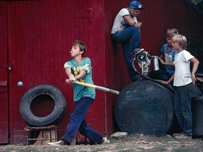 Delaware, 1982: No arguments when the umpire is a tire. Any pitch in the hole is an automatic strike — whether or not the batter is smoking — by the rules of this pickup game in the fishing village of Leipsic.