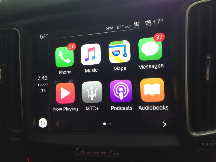 Apple CarPlay in the house. Android Auto, as well. We wound up defaulting to CarPlay, as the learning curve on Maserati