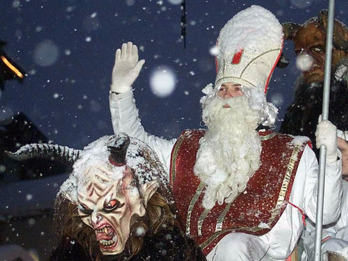 Krampus is the opposite of St. Nicholas, a kindly old man who rewards well-behaved kids with candy and gifts.