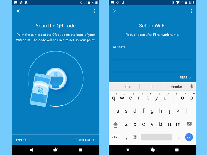 The app made it easy to set up Google Wifi. The only things I had to do were scan the QR code found beneath the primary unit, tell the app where the primary unit is in my house, and give my WiFi network a name and password.