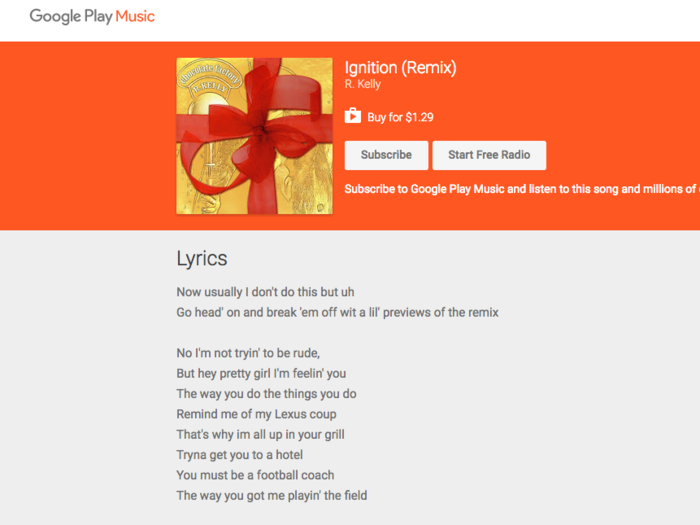 I turned to Google Play Music for a quick refresher on the lyrics.