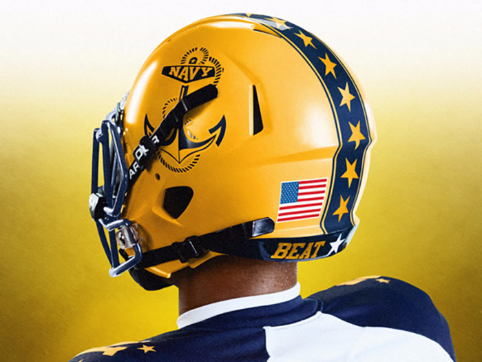 Also, the glossy yellow helmets were designed to give the throwback uniform "a futuristic twist."