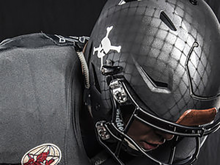 The helmet even has a pattern meant to look like the netting found on helmets during World War II.