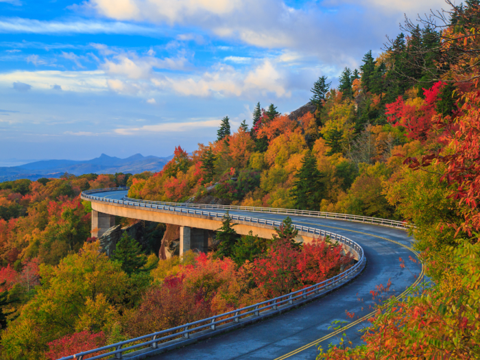 The Blue Ridge Parkway — both a national park and roadway that spans 469 miles — offers breathtaking views of the mountains. Go in the fall for incredibly vibrant colors.