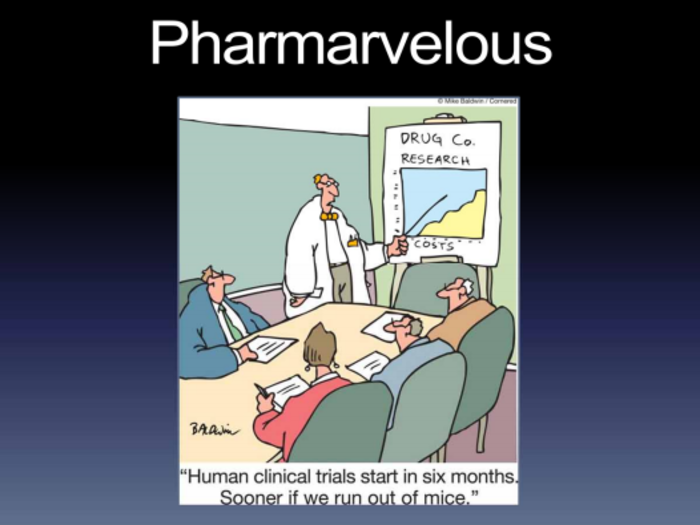 The pharma business is growing well and is under appreciated.  
Pharma peers with pipeline worries trade in the low teens.