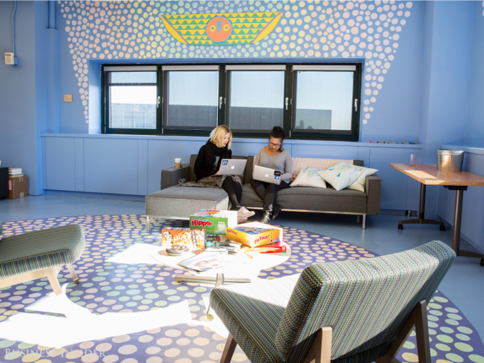 At Facebook, workers have plenty of space to sit back and enjoy the lovely office murals, created by visiting artists and employees alike.