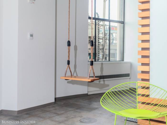 Or, for a different vibe, they can hop on this office swing.