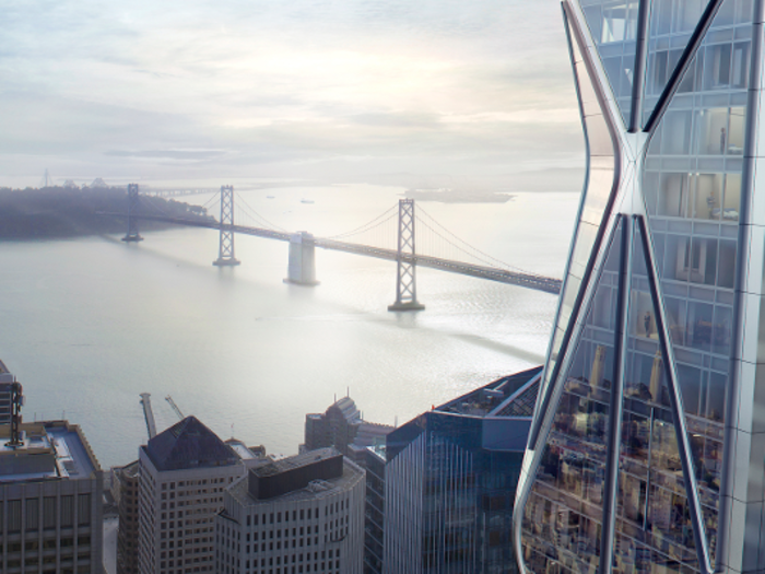 First Street Tower (the taller of the two) is an attention-grabber. Its unique crystalline structure should help it to stand out against its future neighbor, the 1,070-foot Salesforce Tower.