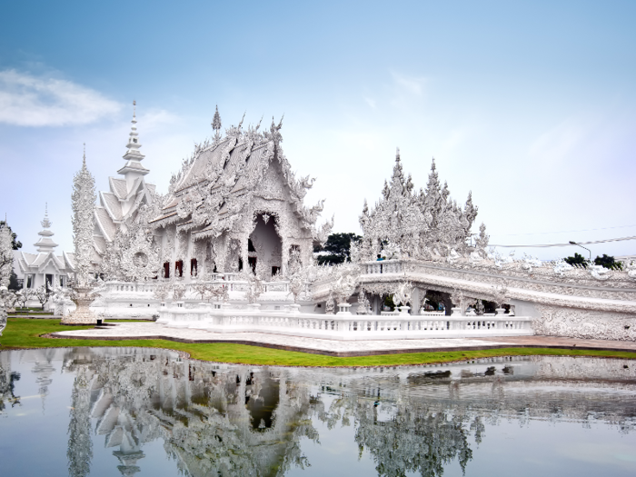 Wat Rong Khun, better known as the aptly-named White Temple, serves as a dual art exhibit and meditation site. The artist behind the renovation expects repairs to last until the late 21st century.