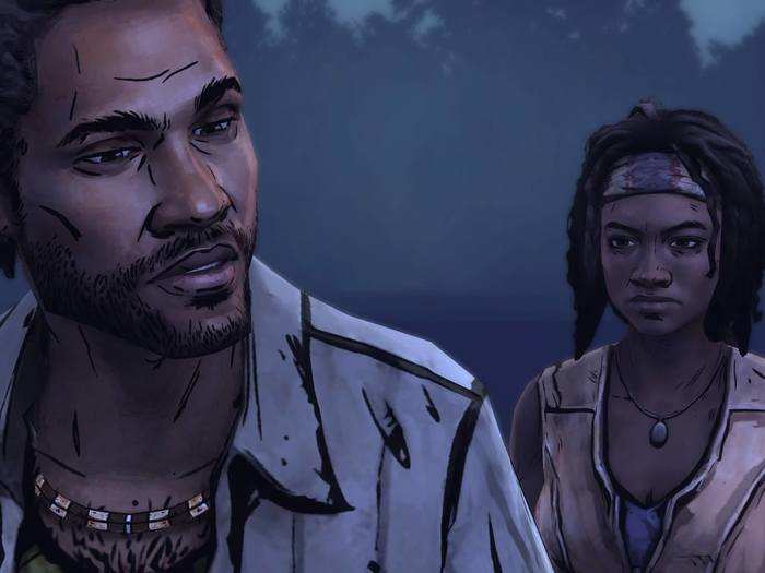 Michonne and another character Pete were also attacked by zombies in a lake while trying to get to a larger boat.