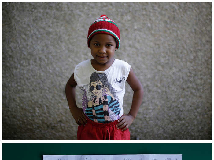 Yoselin is five years old and lives in Caracas, Venezuela. She says she