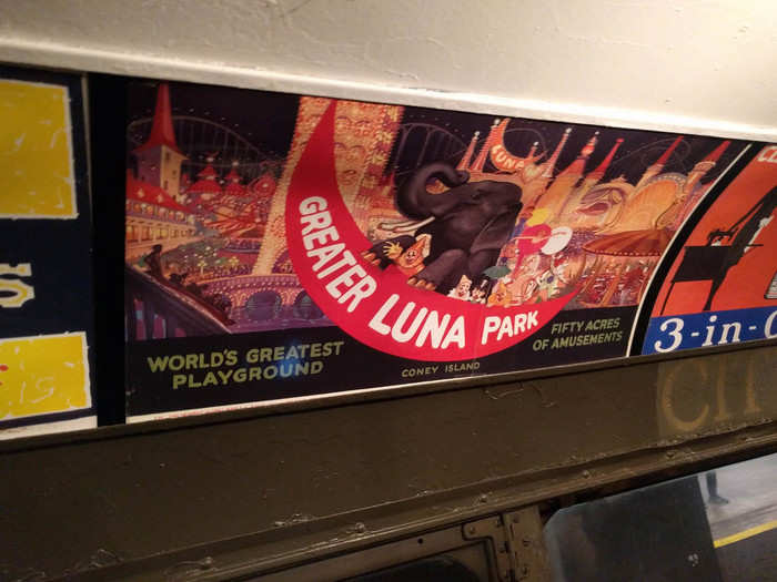 Nearly 100 years later, and the NYC subway is still running ads for New Yorkers (and tourists!) to visit Coney Island.