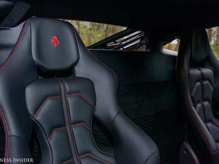 The seats are Ferrari-branded and racing-derived — but exceptionally comfortable! They were a real standout feature of the 488.