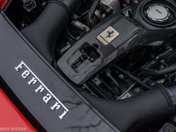 The twin-turbo V8 cranks our 661 horsepower, a huge increase over the 458