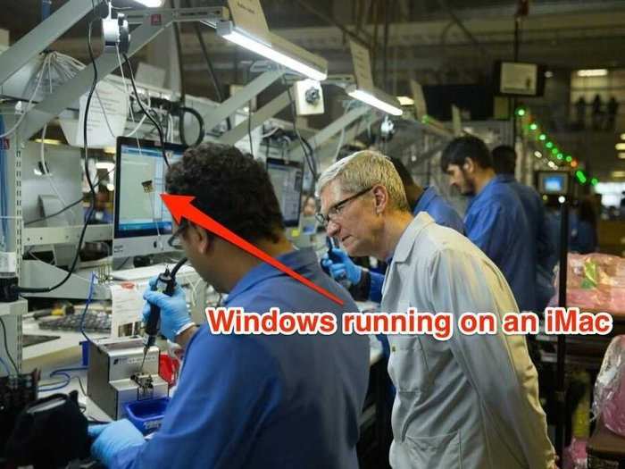 Apple products are built in factories that run on ... Microsoft Windows.