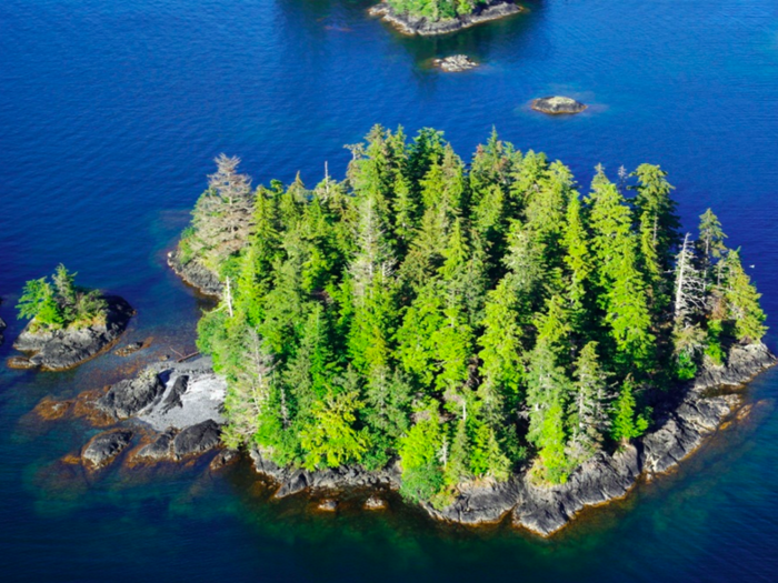 For $297,000, you can purchase this 1.81-acre island off the coast of Alaska. On it are several potential building sites and places to build a dock. It