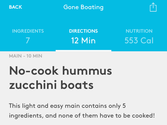 When I tapped on the recipe, the app listed the ingredients, nutritional info, and how to make it.