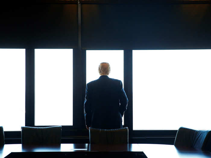 President-elect Donald Trump looks out at Lake Michigan during a visit to the Milwaukee County War Memorial Center in Milwaukee, Wisconsin, on August 16, when he was the GOP nominee for president.