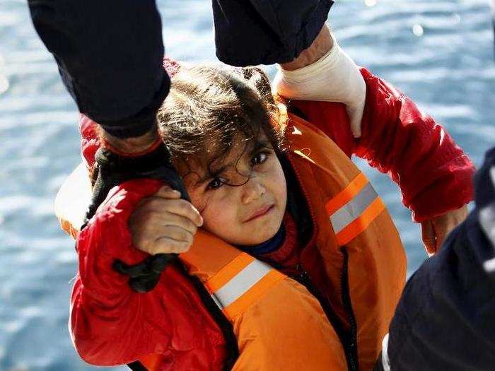 A refugee headed towards Europe on February 8.
