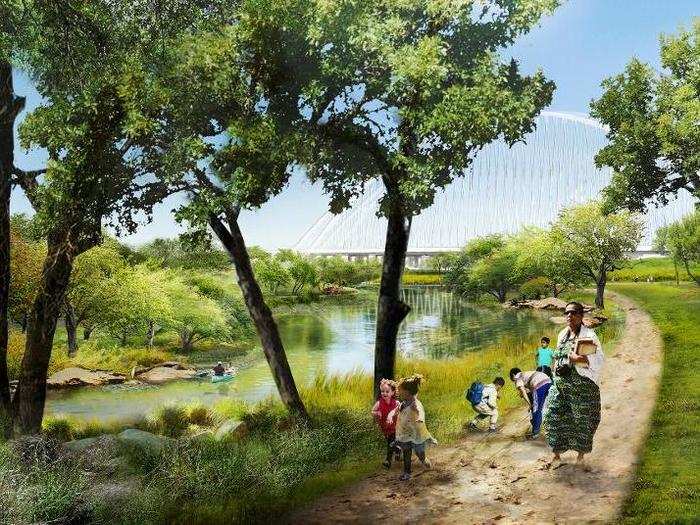 People will be able to walk along the river, too.