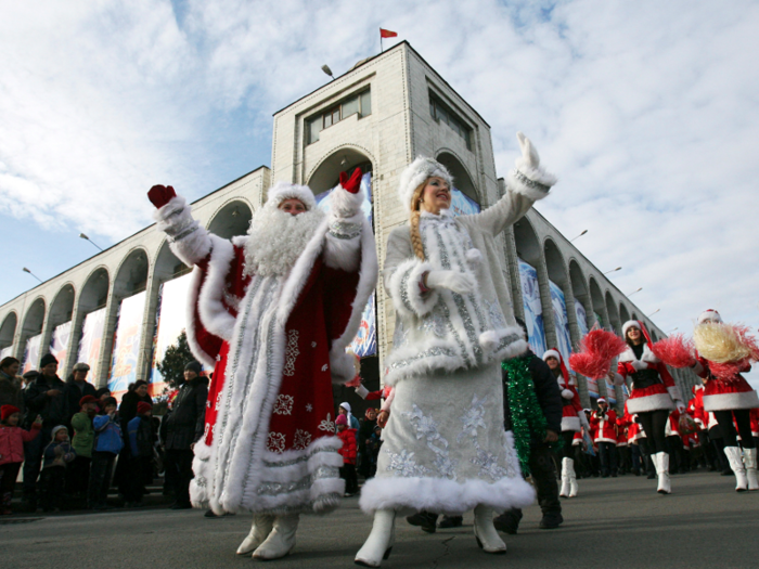 Christmastime in Russia swaps Santa Claus with a gift-giving character from Slavic folklore, Father Frost. He