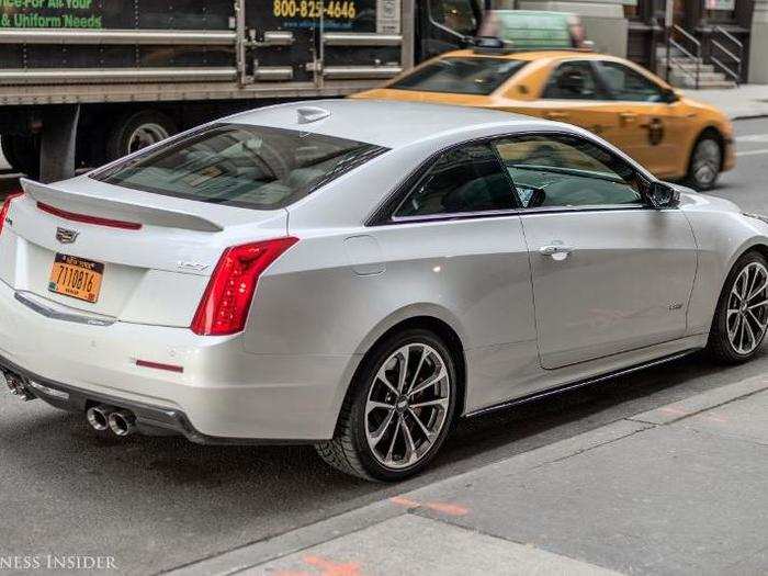 The rear end of the ATS-V is punctuated by large quad exhausts, a carbon-fiber diffuser and a large deck lid spoiler.