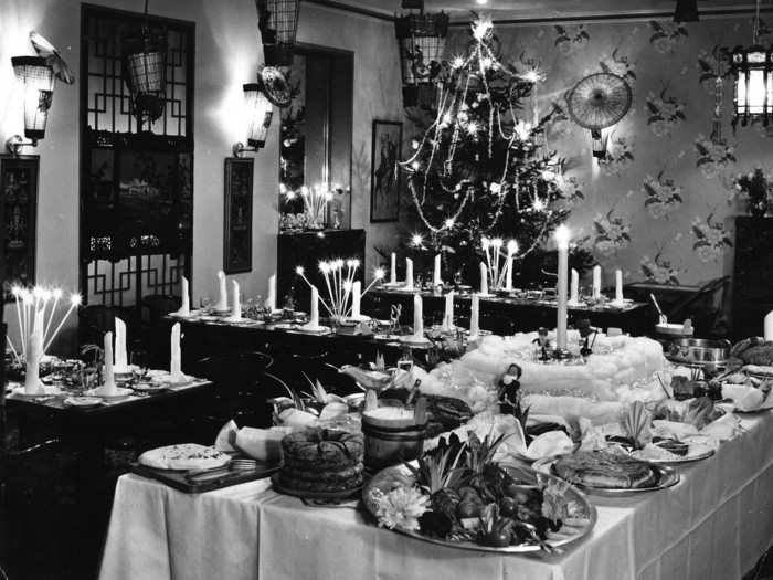 In Finland, people sit down to a Christmas "Joulupöytä," a massive smorgasbord of food that includes ham, bread, fish, various casseroles and vegetables, and mulled wine.