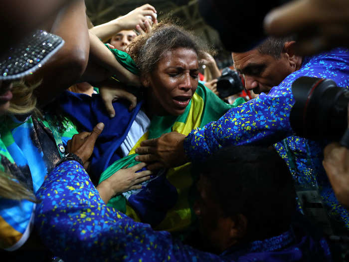 Rafaela Silva of Brazil was overwhelmed after winning the gold medal in the Women