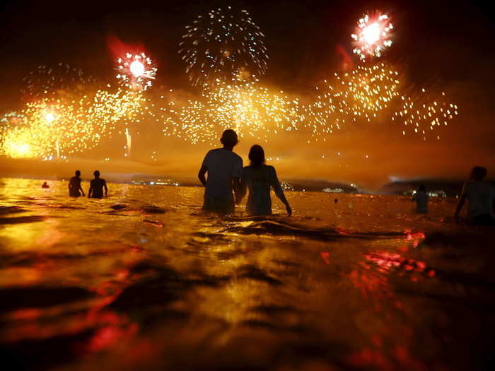 Onlookers were astonished by the fireworks that exploded over Copacabana beach in Rio de Janeiro, Brazil, to celebrate the New Year.