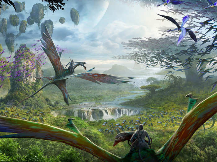 One of the rides in Pandora will take you on the back of a mountain banshee, the giant bird-like creatures the Na