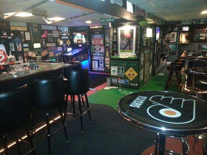 His cave is a way for him to display his extensive collection of Flyers memorabilia, which he has been collecting since he was in his 20s.