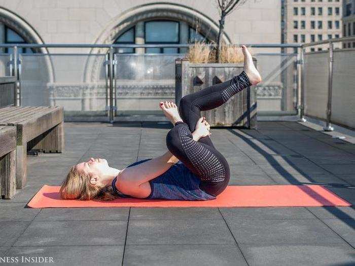 Finally, time for my personal favorite: piriformis These are done lying on your back. Keeping your neck back and down is the most important part, as well as making sure the ankle is in the middle of the thigh. If the stretch is too intense, bring the uncrossed leg out farther. Repeat with the other leg.