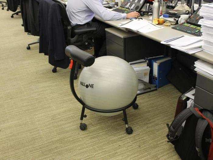 And people are able to customise their desks as they see fit — with this chair, for example.