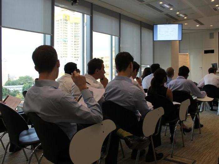 At 7 a.m. analysts brief salespeople in the European equities morning meeting, before markets open.