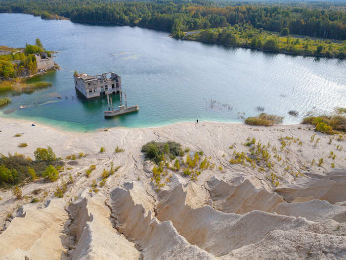 Go diving amid the ruins of a sinking abandoned prison in the town of Rummu in Estonia.