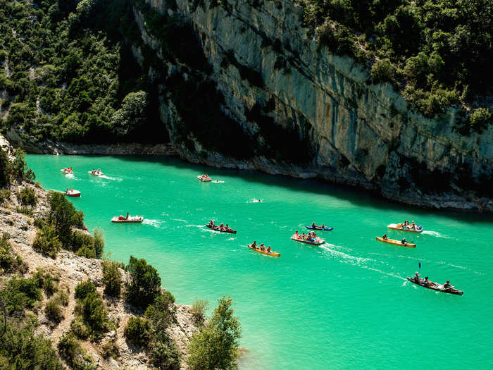 ...and the Gorges du Verdon. The best way to see this magnificent river canyon is to kayak or canoe along it.