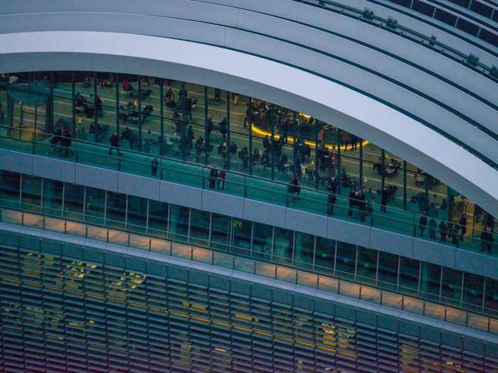 In 2016, he says a new construction "seems to have shot up" every few weeks. Here, people are seen admiring the view from the Sky Garden at the top of the 155-metre high 20 Fenchurch Street.