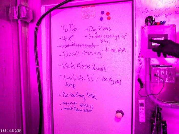 Aliber can monitor everything from the oxygen level to the humidity — which affects the plants’ taste and texture — using “the computer panel” near the door and sensors in the growing beds. If he wants a tropical or northeastern climate, he can control that too.