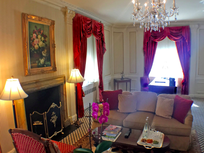 The suites at the Waldorf Astoria are decorated just as decadently as the event spaces. Here is one of their suites, which start at $186 and can run up to $299 a night. The smallest suites are 450 square feet of space.