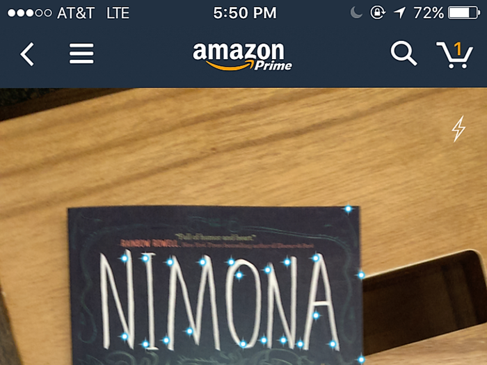 So when I decided that I wanted "Nimona," the (excellent) National Book Award Finalist graphic novel by Noelle Stevenson, I first had to scan it in the Amazon app for my iPhone...