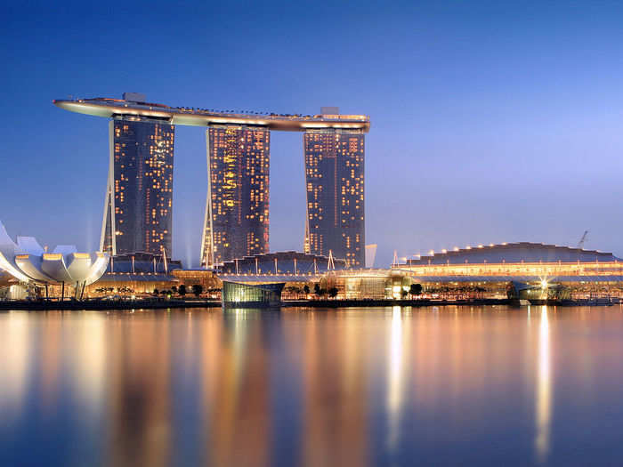 Three towers make up the Marina Bay Sands Resort, which opened in 2010 in Singapore.