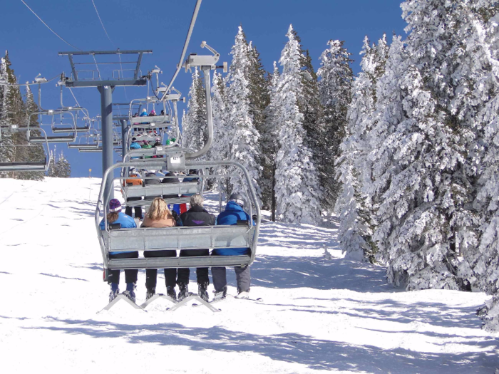 10. In northwest Colorado, skiers flock to Steamboat Ski Resort for its beautiful views of the Routt National Forest and its five multi-level terrain parks. Mavericks, the largest of the five, hosts one of the country