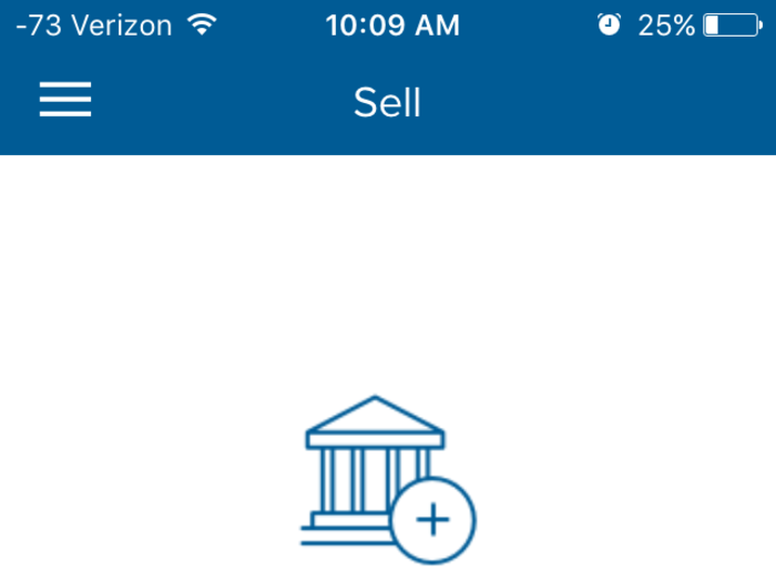 To sell off the Bitcoin, Coinbase only allows users to pair their bank account with the app. A credit or debit card won