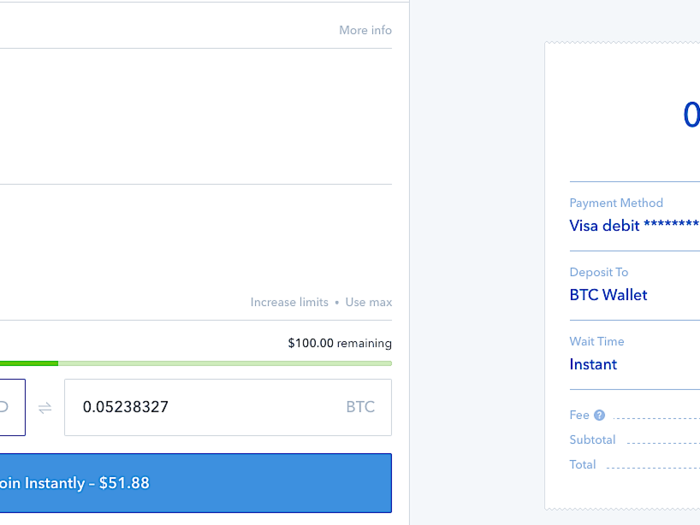 Ultimately (and frustratingly), it was back to the desktop. So far, the actual process of buying Bitcoin was simple — the app itself was my only nemesis. My $50 ended up buying 0.0524 of one Bitcoin.