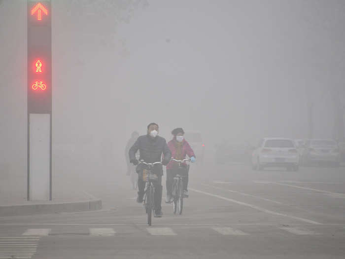 Bike riders wear masks to help filter the air they breath.