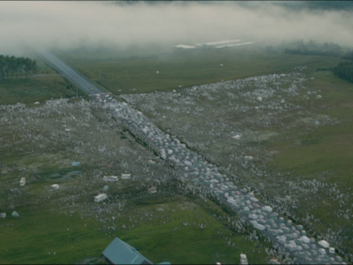 This traffic jam is quite a sight.