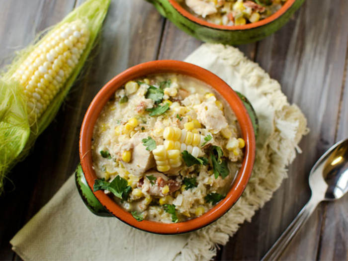 Healthy crock pot jalapeño, chicken, and sweet corn soup